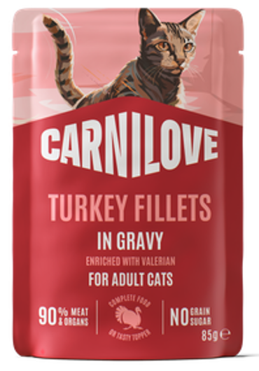 Carnilove® Paté Pouch Turkey Fillets in Gravy enriched with Valerian for Adult Cats 85gr